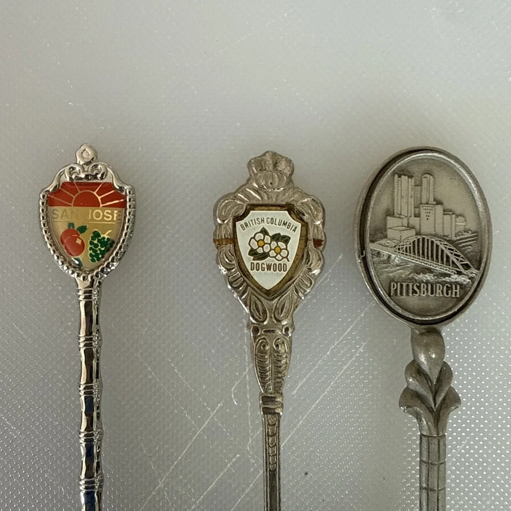 Lot of 13 State/Country Collector Spoons BC, ID, GA, NV, CO, W.VA, MN, PA, CA